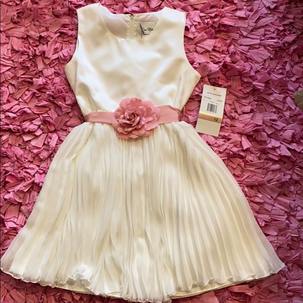 Brand New with tag. Dress with pink flowers belt